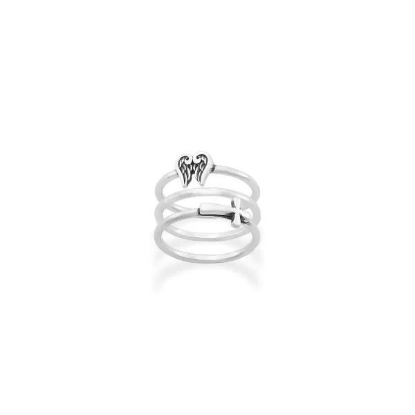 James Avery Artisan Jewelry Rings-Angel Wings And Horizon Cross Ring Set