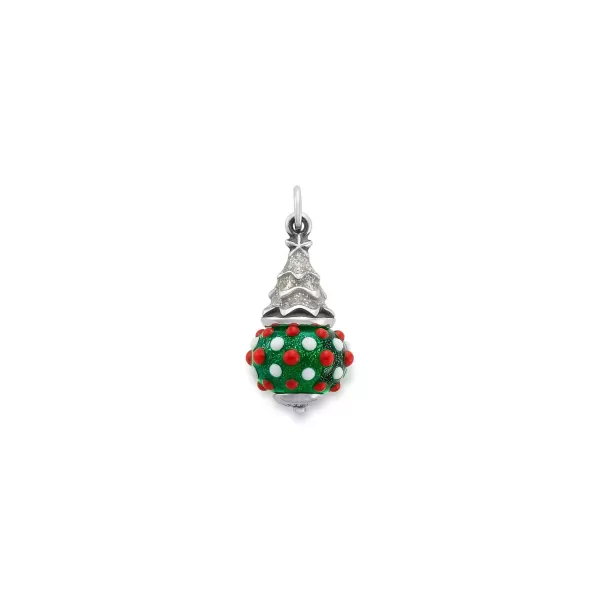 James Avery Artisan Jewelry Charms-Enamel Glitter Christmas Tree Art Glass Charm