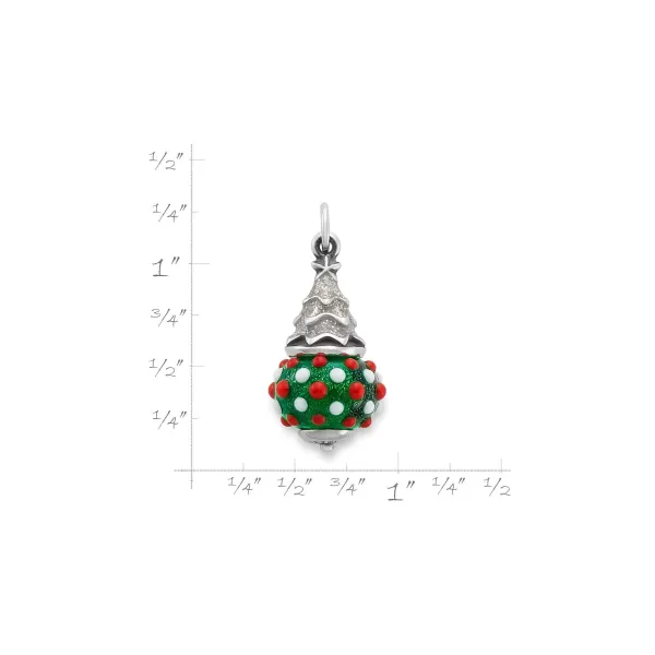 James Avery Artisan Jewelry Charms-Enamel Glitter Christmas Tree Art Glass Charm