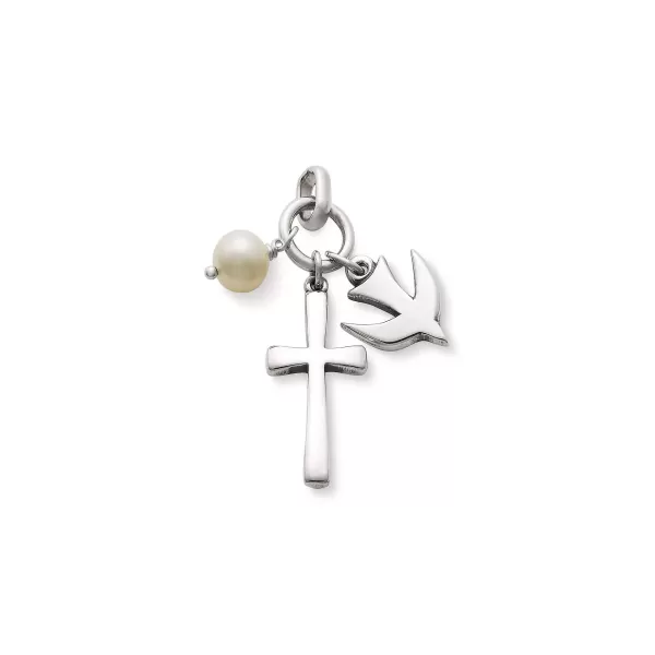 James Avery Artisan Jewelry Pendants-Faithful Spirit Cross Pendant With Cultured Pearl