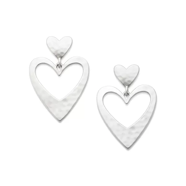 James Avery Artisan Jewelry Earrings-Hammered Double Heart Drop Earrings