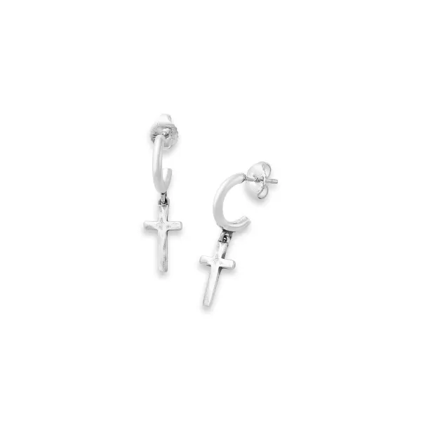 James Avery Artisan Jewelry Earrings-Horizon Cross Hoop Dangle Earrings