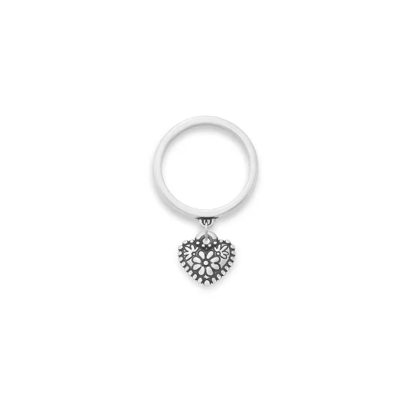 James Avery Artisan Jewelry Rings-Petite Floral Heart Charm Dangle Ring