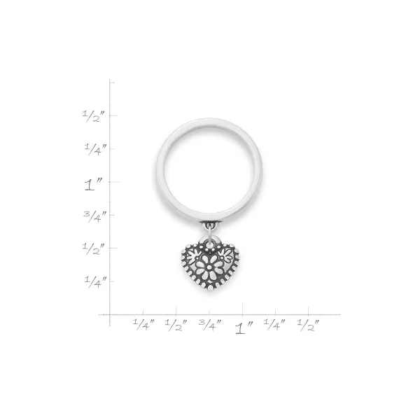 James Avery Artisan Jewelry Rings-Petite Floral Heart Charm Dangle Ring