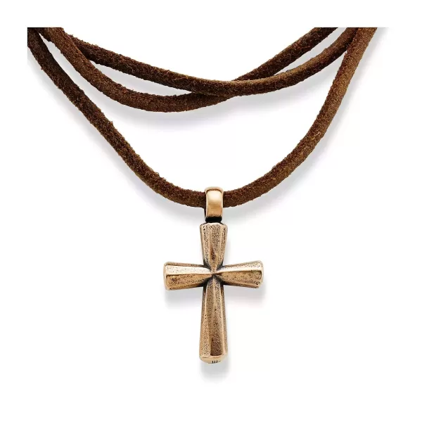 James Avery Artisan Jewelry Necklaces And Chains-Rustic Bronze Cross Leather Necklace